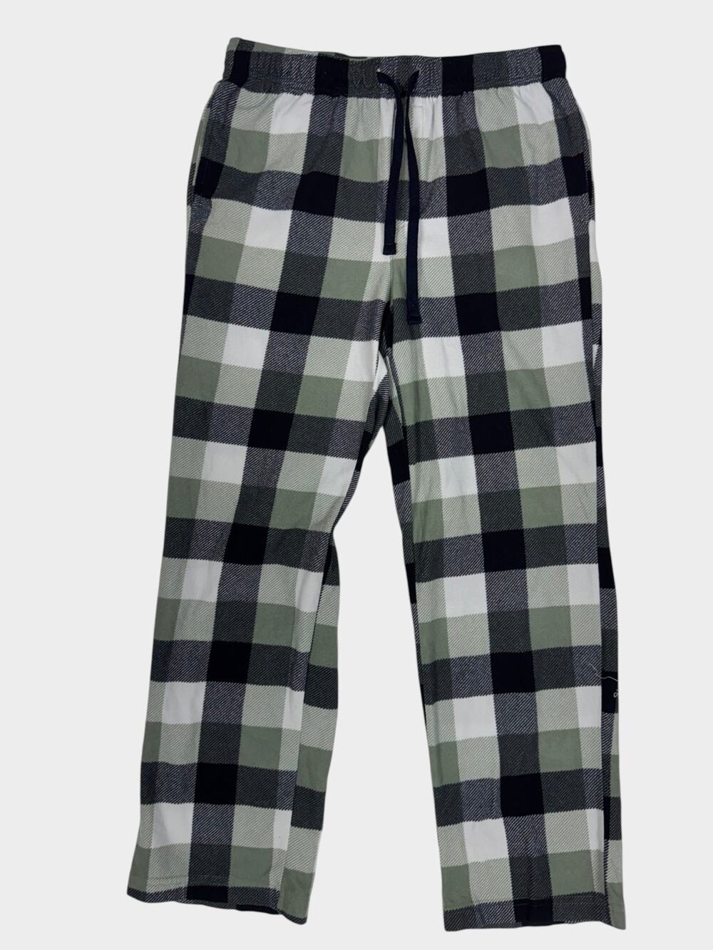 Sonoma Sleepwear Mens Medium Black Gray White Plaid Flannel Pants Pockets